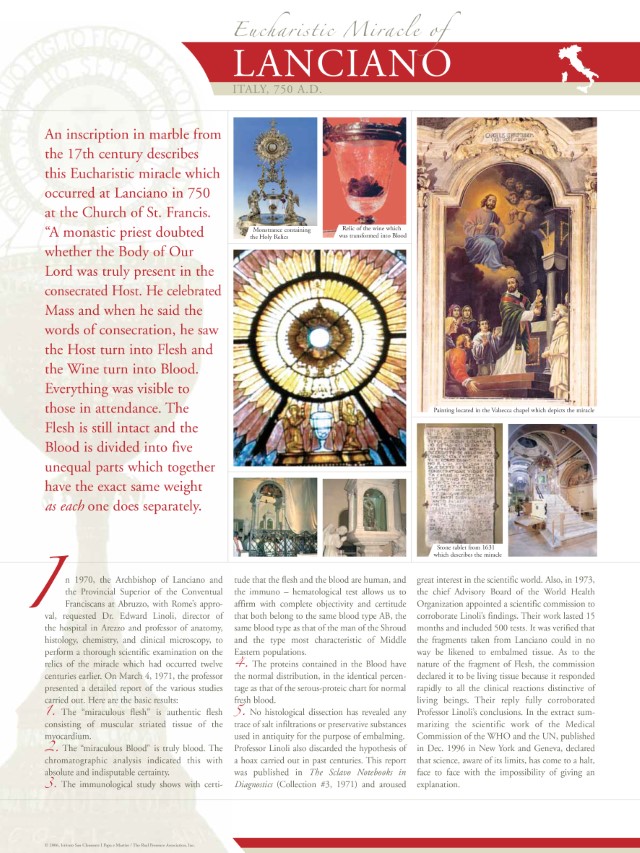 Lanciano, Italy - Eucharistic Miracle